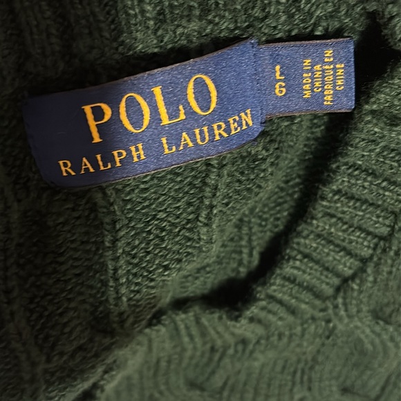 Polo Cable-Knit Cashmere Sweater Irish dark green large - Picture 8 of 8